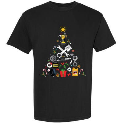 Mechanic Christmas Ornament Tree In Garage Car Mechanic Garment-Dyed Heavyweight T-Shirt
