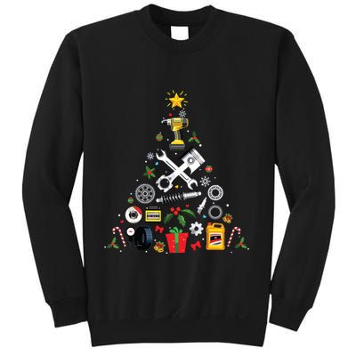 Mechanic Christmas Ornament Tree In Garage Car Mechanic Sweatshirt