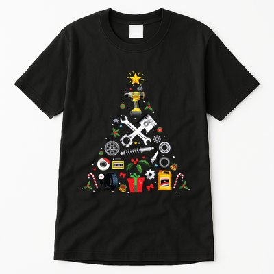 Mechanic Christmas Ornament Tree In Garage Car Mechanic Tall T-Shirt