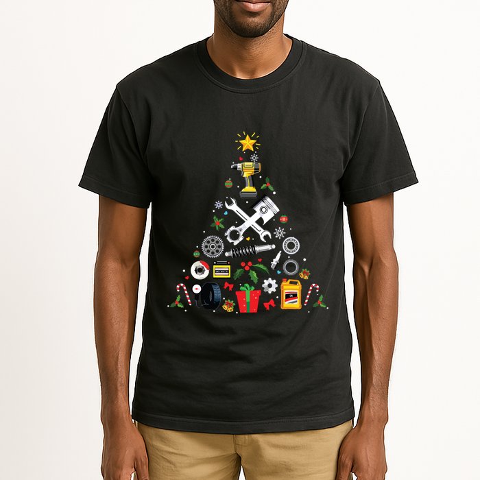 Mechanic Christmas Ornament Tree In Garage Car Mechanic Tall T-Shirt
