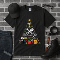 Mechanic Christmas Ornament Tree In Garage Car Mechanic Tall T-Shirt