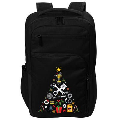 Mechanic Christmas Ornament Tree In Garage Car Mechanic Impact Tech Backpack