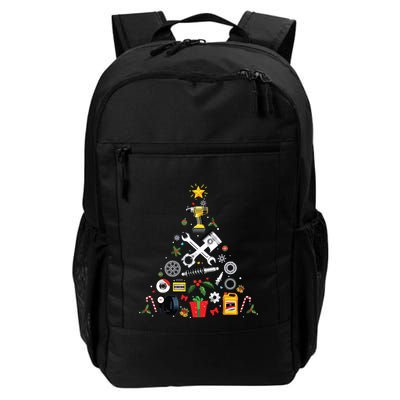 Mechanic Christmas Ornament Tree In Garage Car Mechanic Backpack