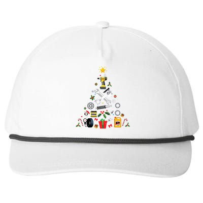 Mechanic Christmas Ornament Tree In Garage Car Mechanic Snapback Five-Panel Rope Hat