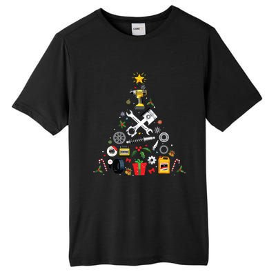 Mechanic Christmas Ornament Tree In Garage Car Mechanic Tall Fusion ChromaSoft Performance T-Shirt