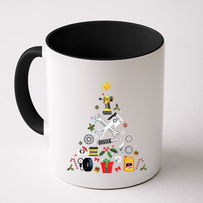 Mechanic Christmas Ornament Tree In Garage Car Mechanic Mug