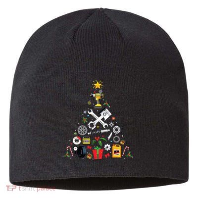 Mechanic Christmas Ornament Tree In Garage Car Mechanic Sustainable Beanie