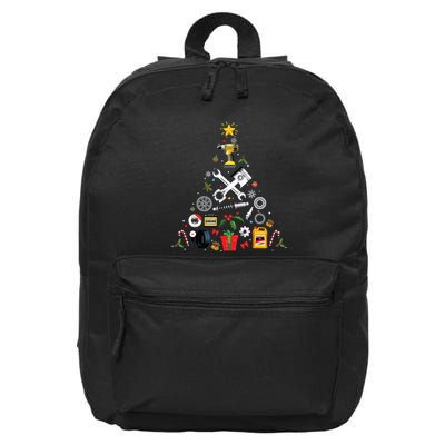 Mechanic Christmas Ornament Tree In Garage Car Mechanic 16 in Basic Backpack
