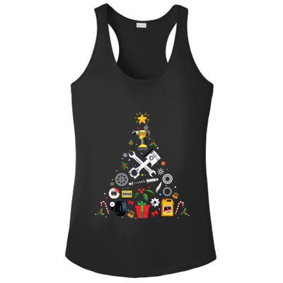 Mechanic Christmas Ornament Tree In Garage Car Mechanic Ladies PosiCharge Competitor Racerback Tank