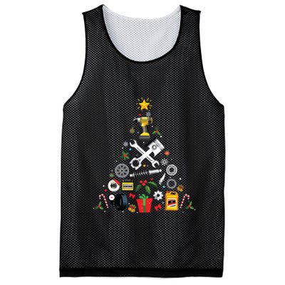 Mechanic Christmas Ornament Tree In Garage Car Mechanic Mesh Reversible Basketball Jersey Tank