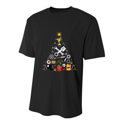 Mechanic Christmas Ornament Tree In Garage Car Mechanic Youth Performance Sprint T-Shirt