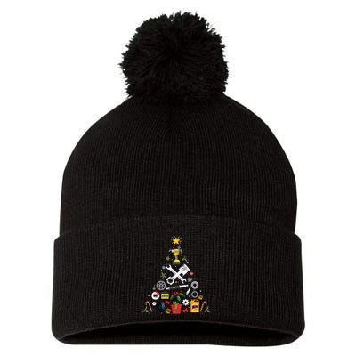 Mechanic Christmas Ornament Tree In Garage Car Mechanic Pom Pom 12in Knit Beanie