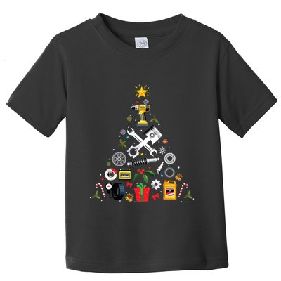Mechanic Christmas Ornament Tree In Garage Car Mechanic Toddler T-Shirt