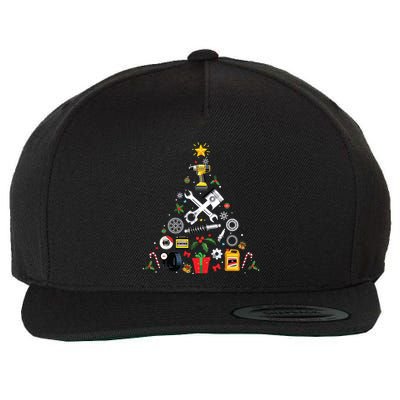 Mechanic Christmas Ornament Tree In Garage Car Mechanic Wool Snapback Cap