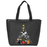Mechanic Christmas Ornament Tree In Garage Car Mechanic Zip Tote Bag