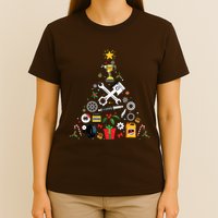 Mechanic Christmas Ornament Tree In Garage Car Mechanic T-Shirt