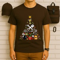 Mechanic Christmas Ornament Tree In Garage Car Mechanic T-Shirt