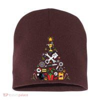 Mechanic Christmas Ornament Tree In Garage Car Mechanic Short Acrylic Beanie