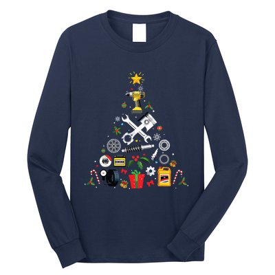 Mechanic Christmas Ornament Tree In Garage Car Mechanic Long Sleeve Shirt