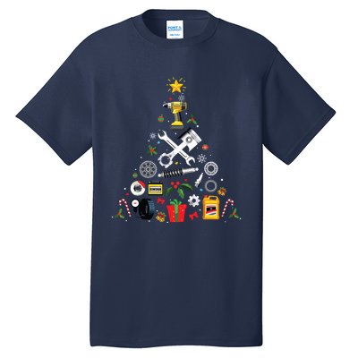 Mechanic Christmas Ornament Tree In Garage Car Mechanic Tall T-Shirt