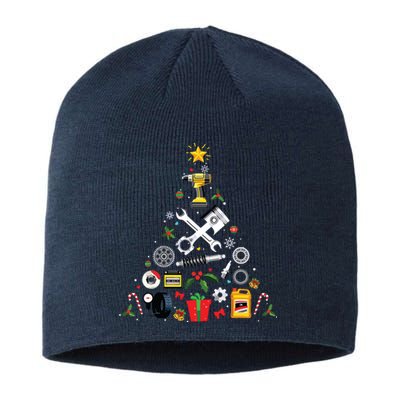 Mechanic Christmas Ornament Tree In Garage Car Mechanic Sustainable Beanie