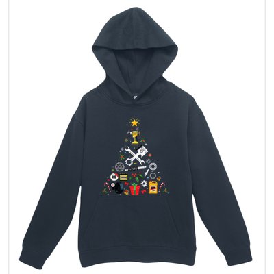 Mechanic Christmas Ornament Tree In Garage Car Mechanic Urban Pullover Hoodie