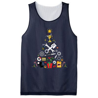 Mechanic Christmas Ornament Tree In Garage Car Mechanic Mesh Reversible Basketball Jersey Tank