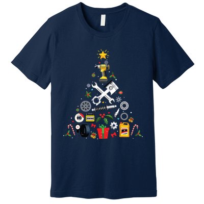 Mechanic Christmas Ornament Tree In Garage Car Mechanic Premium T-Shirt