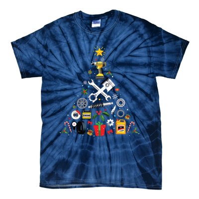 Mechanic Christmas Ornament Tree In Garage Car Mechanic Tie-Dye T-Shirt