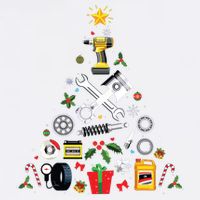 Mechanic Christmas Ornament Tree In Garage Car Mechanic Garment-Dyed Sweatshirt