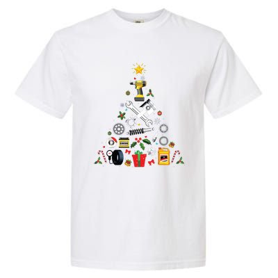 Mechanic Christmas Ornament Tree In Garage Car Mechanic Garment-Dyed Heavyweight T-Shirt