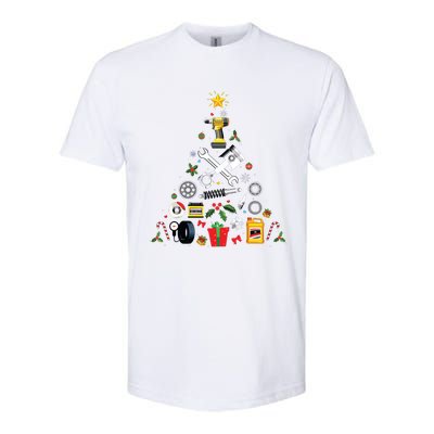 Mechanic Christmas Ornament Tree In Garage Car Mechanic Softstyle CVC T-Shirt