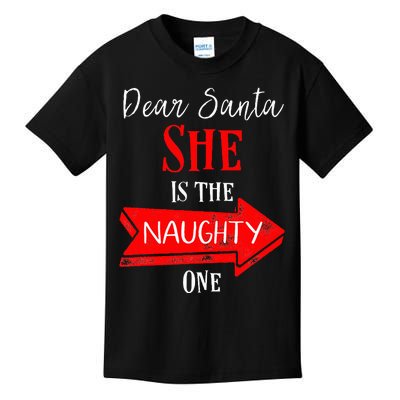 Matching Christmas Outfit For Couples SheS The Naughty One Kids T-Shirt