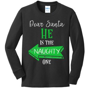 Matching Christmas Outfit For Couples HeS The Naughty One Kids Long Sleeve Shirt