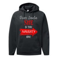 Matching Christmas Outfit For Couples SheS The Naughty One Performance Fleece Hoodie