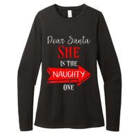 Matching Christmas Outfit For Couples SheS The Naughty One Womens CVC Long Sleeve Shirt