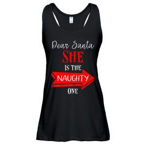 Matching Christmas Outfit For Couples SheS The Naughty One Ladies Essential Flowy Tank