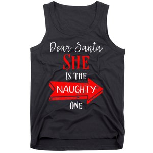 Matching Christmas Outfit For Couples SheS The Naughty One Tank Top