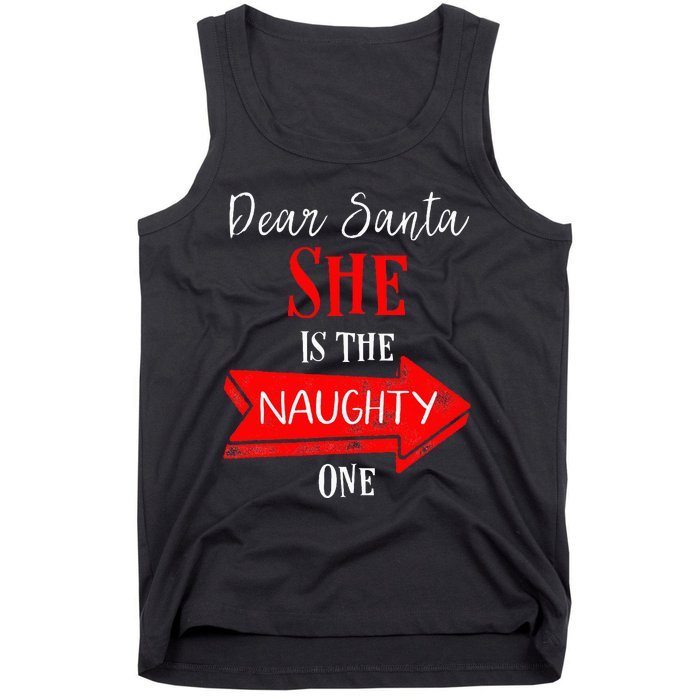 Matching Christmas Outfit For Couples SheS The Naughty One Tank Top