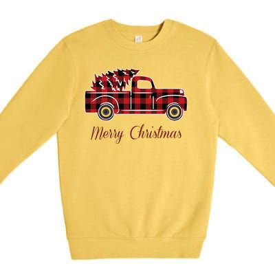 Merry Christmas Old Fashion Pick Up Truck Tree Premium Crewneck Sweatshirt