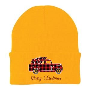 Merry Christmas Old Fashion Pick Up Truck Tree Knit Cap Winter Beanie