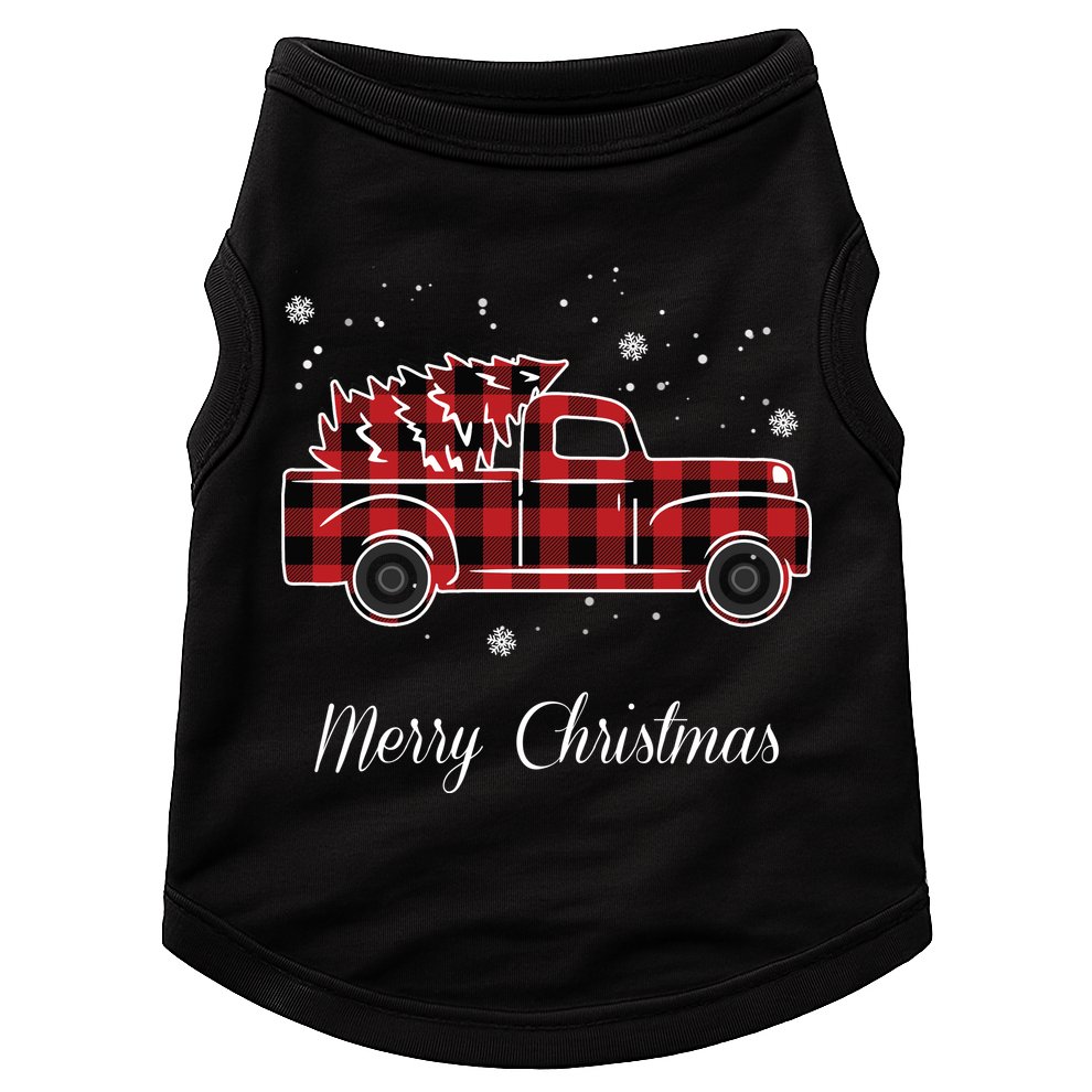 Merry Christmas Old Fashion Pick Up Truck Tree Doggie Tank