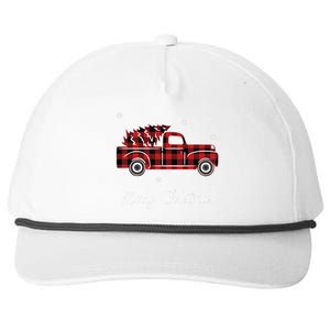 Merry Christmas Old Fashion Pick Up Truck Tree Snapback Five-Panel Rope Hat