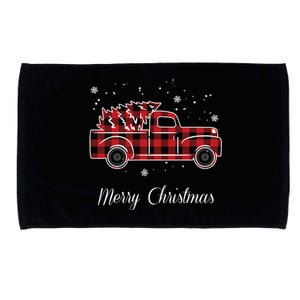 Merry Christmas Old Fashion Pick Up Truck Tree Microfiber Hand Towel