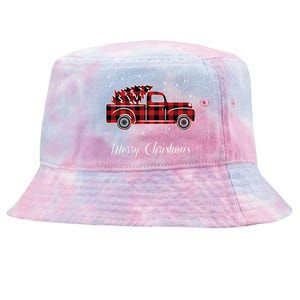 Merry Christmas Old Fashion Pick Up Truck Tree Tie-Dyed Bucket Hat