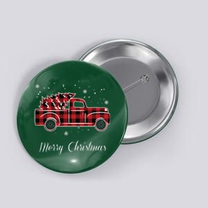 Merry Christmas Old Fashion Pick Up Truck Tree Button