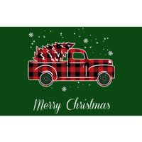 Merry Christmas Old Fashion Pick Up Truck Tree Bumper Sticker