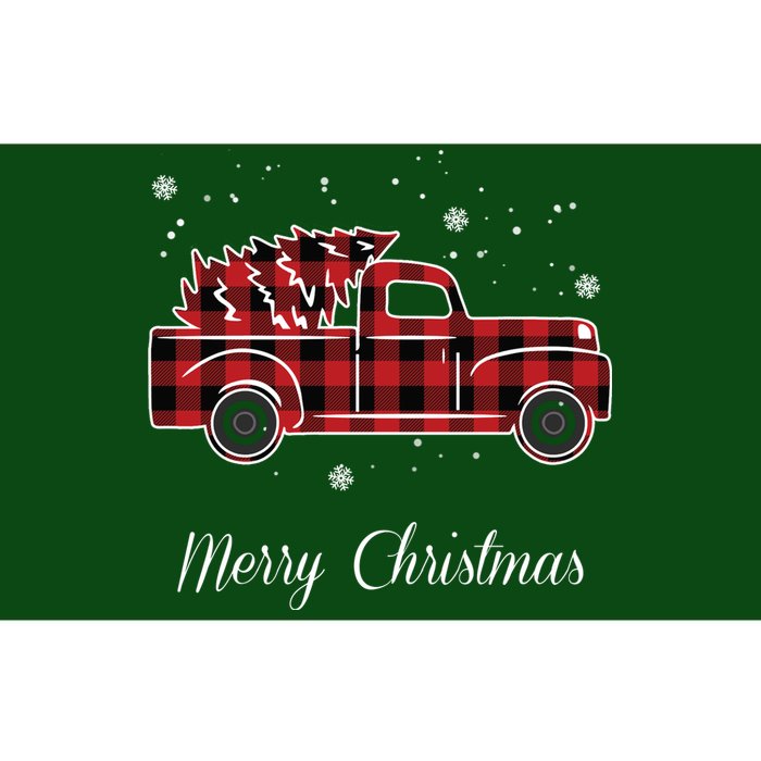 Merry Christmas Old Fashion Pick Up Truck Tree Bumper Sticker