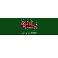 Merry Christmas Old Fashion Pick Up Truck Tree Bumper Sticker