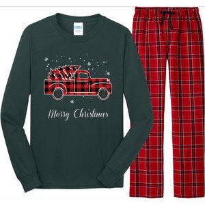 Merry Christmas Old Fashion Pick Up Truck Tree Long Sleeve Pajama Set